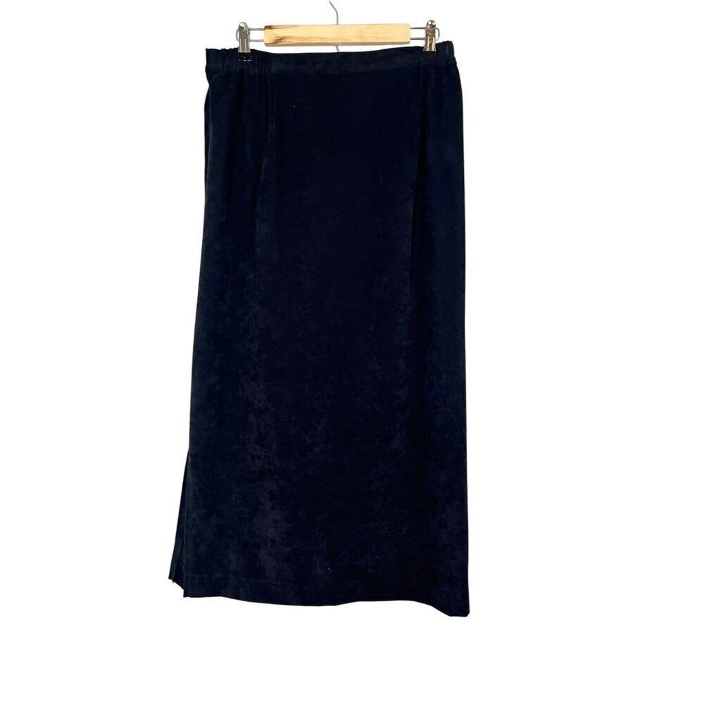 Retro Suede Maxi Skirt Black L Classic Festive Holiday Preppy Boho Western 80s